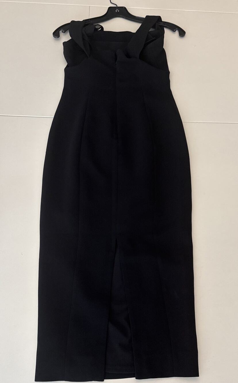 Cinq a Sept Alexa Midi Dress Black Triacetate Crepe Column Sheath Size 4